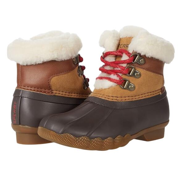 Sperry Kids Alpine Saltwater Winter Boots US 1M Tan Red Water Resistant NIB - Picture 1 of 12